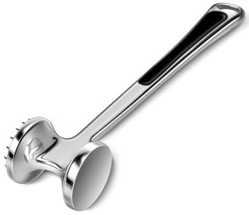 AOWOTO Attendrisseur à viande avec manche ergonomique en caoutchouc Passe au lave-vaisselle