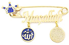 Remi Bijou Stecknadel für Baby Kind Mädchen Junge Glücksbringer Masallah Allah Ayetel Kürsi Gebet Dua Nazar Boncuk Türkisches Auge (Stil 1)