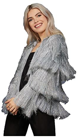 Smiffys Fever Lametta Festival Jacke, Silber