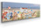Atemberaubendes Nordsee Bild als Panorama Leinwand 150x50cm, Motiv Strand-Körbe Borkum. Ein einzigartiges XXL Wandbild als Deko für Wohnzimmer, Schlafzimmer, Küche. Aufgespannt auf Holzrahmen