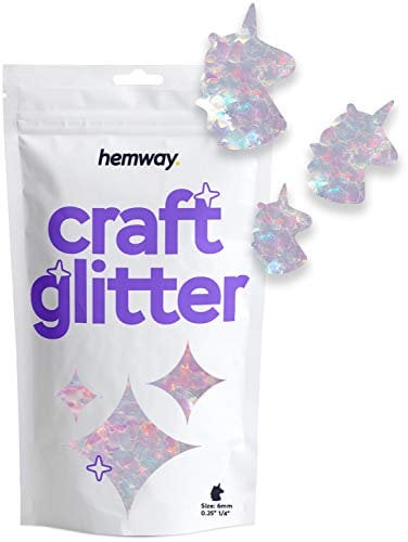 Hemway Craft Glitter - Unicorn Shaped 50g Mother of Pearl | Metallic Sequin for Resin & Epoxy Crafts | Supplies for Tumblers, Cards, Jewellery, Candle, Hair, Face, Body & Nail Art