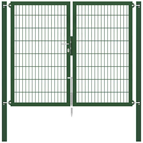 Alberts 663094 Doppeltor Flexo Plus mit Zubehör | verschiedene Breiten und Höhen | Pfostenstärke 100 x 100 mm | grün | Breite 200 cm | Höhe 160 cm