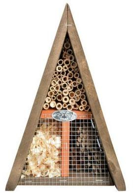 garden mile Dreieckiges Insektenhotel aus Naturholz für den Garten, für Bienen, Marienkäfer, Insekten, umweltfreundlich, für den Außenbereich