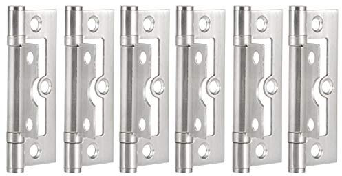Hililand 6PCS Flush Door Hinges, Non Mortise Hinges for Heavy Door 8x3.3cm / 3.1x1.3in
