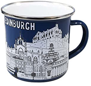 Eurostick Big City Skyline Bee Enamel Mug Picnic Camping (Edinburgh Skyline)