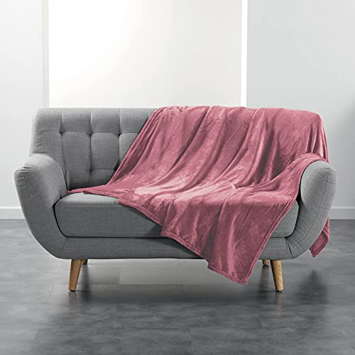 Douceur d'Intérieur, Plaid (180 x 220 cm) Flanou Rose, Flanelle