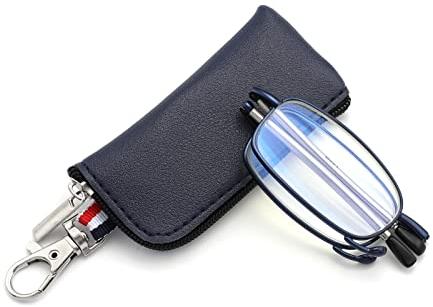 ZUVGEES Mini Metall Falten Blaulichtfilter Lesebrille (Blau, 1.50)