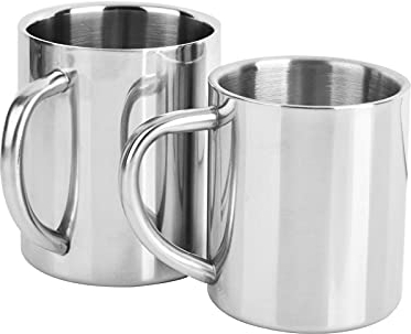 WMLBK Edelstahl Kaffeebecher mit Henkel Kaffeetasse,2 Stück Edelstahl Kaffeetasse Set Hochwertiger Bruchsicherer Isolierbecher Kaffeebecher (300ml)