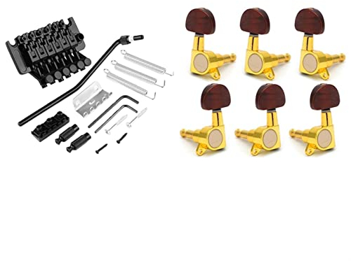KESHUO 1 Set E-Gitarre Double Tremolo Bridge Für Ibanez Mit Gitarre Gesperrt String Tuning PEG (3L + 3R) Stimmmechaniken Set
