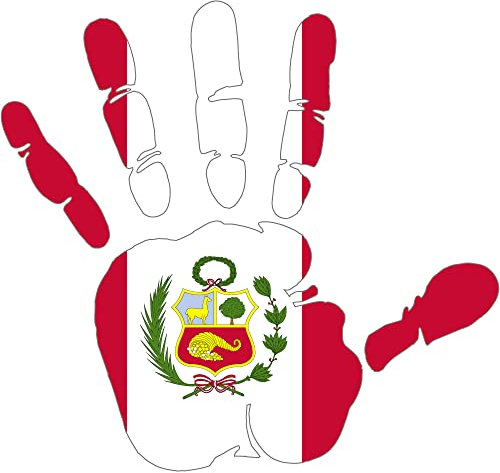 INDIGOS UG Aufkleber - Autoaufkleber - Peru - Hand Links 10x9,5 cm - Heckscheibe - Heckscheibenaufkleber - Sticker Tuning Boot Auto Laptop LKW