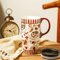 DUSVALLY Ceramic Mug Large Coffee Mug Tall Travel Cup Porcelain Latte Tea Cup with Lid and Handle,17oz.Flower