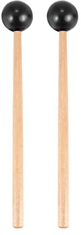 Restrdt 2 Stück Gummi Weiche Kopf Stöcke Holzgriff Glockenspiel Stäbchen für Glockenspiel Xylophon Glocke Musikinstrumente Teile Schwarz