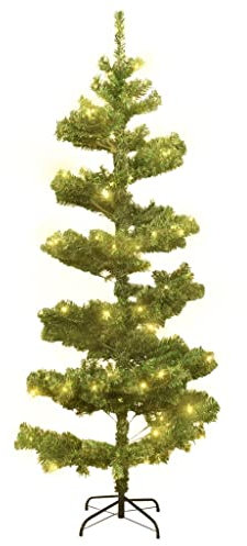 vidaXL Árbol de Navidad en Espiral con Soporte y LED Sala Iluminación Navideña Salón Navideño Fiesta Decoración Festival PVC Verde 180 cm