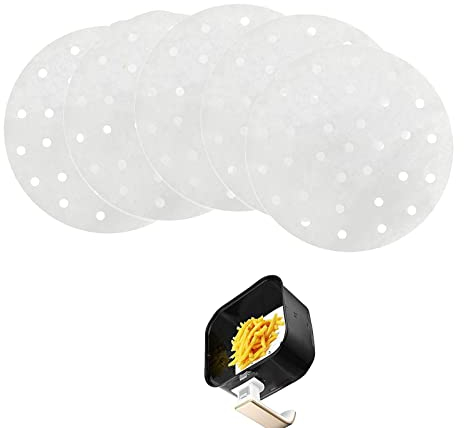 Papel de cocción al vapor 100 piezas de vapor de bambú perforado 9 pulgadas papel de hornear antiadherente redondo pergamino para freidoras de aire para bambú vapor estera Steamer Liner Dim Sum papel