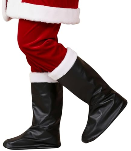 SHATCHI Santa Boot Covers Christmas Party Fancy Dress Costume Accessories Santa Clause Shoe Covers Tops Outfit