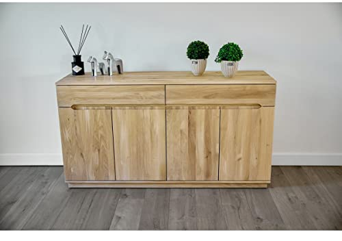 Mayaadi-Home Kommode Abaro Wildeiche Natur geölt Wohnzimmer Massivholz Wohnzimmerschrank Sideboard Stauraum Ablagefläche Mehrzweckschrank Regal Esszimmer Schlafzimmer 160x85x45 cm