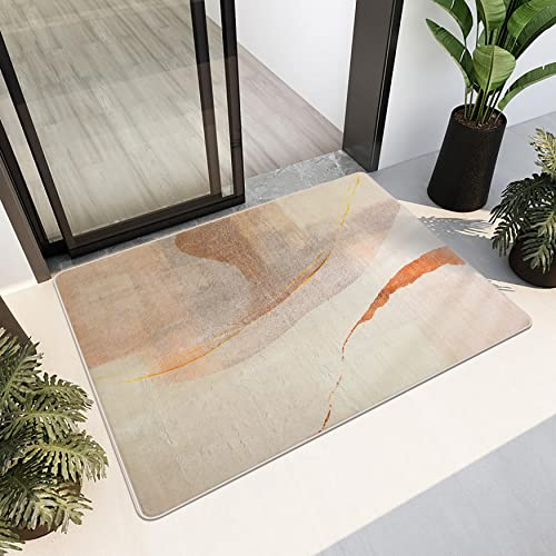 Cinknots Teppich Wohnzimmer Kurzflor Pflegeleicht,Anti-Rutsch Rückseite,Moderne Vielfarbiges Design,Passend für Wohnzimmer,Schlafzimmer,Braun/Gold,80 x 120 cm