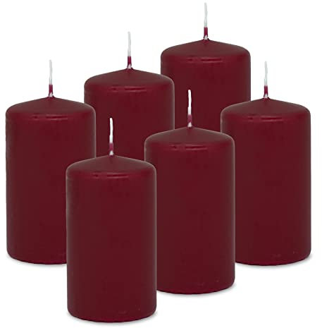 DecoLite: 6x Stumpenkerzen 100/60 mm Safe Candle - Selbstverlöschend - Brenndauer ca. 36 Stunden - 100% made in Germany von Wenzel Kerzen Wachskerzen - RAL Zertifiziert (altrot)