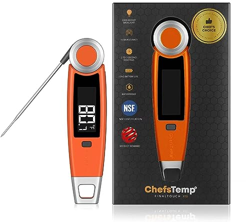 ChefsTemp Finaltouch X10 - Termómetro de carne de lectura instantánea de 1 segundo, selecciones de influencer, termómetro digital profesional para cocina, cocina, cocina, parrilla, barbacoa, ahumador
