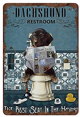 Animal Metal Cartel de chapa Dachshund Baño Dachshund Aseo Baño Mascota Memorial Animal divertido Hogar Perro Vintage Cartel Placa Decoración de pared Vintage para el hogar Cocina Granja Cafetería Tie