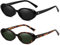 Breaksun Ovale Retro-Sonnenbrille für Damen und Herren, modisch, klein, oval, 90er-Jahre-Stil, Vintage-Schattierungen, 2er-Pack (A1 Schwarz/Grau + Leopard/G15), MM