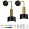Lightsjoy 2 Pack Battery Operated Wall Lights Rechargeable Wall Sconces Battery Powered Dimmable Wall Light RGB 18 Colors Timing Battery USB Wall Lamp with Remote Control for Bedroom Living Room-Black