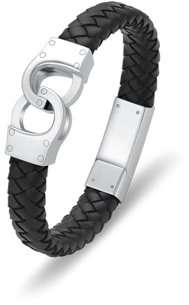 Minicremation Bracelet urne en cuir tressé avec menottes pour cendres de vos proches - Bijou funéraire pour cendres - Cadeau pour homme et femme