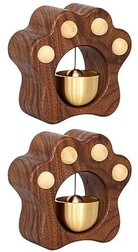 Happyyami 2 Piezas Campanas Decorativas Campanas De Navidad Timbre De La Vendimia Cascabeles Campanas De Entrenamiento para Cachorros Nevera Retro Timbre De Entrada Exterior Madera Oficina