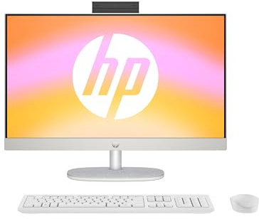 HP PC desktop all-in-one, display FHD da 23,8, AMD Ryzen 5 7520U, 8 GB DDR5 RAM, SSD da 512 GB, unità grafica AMD Radeon, Windows 11 Home, QWERTZ, bianco, [esclusiva su Amazon]