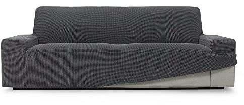 SOFASKINS® super elastischer überzug, Sofabezug 4 sitzer, atmungsaktiv, bequem und langlebig, Sofa überzug, Einfach anzubringen, Maße (230-270Cm), Farbe dunkelgrau