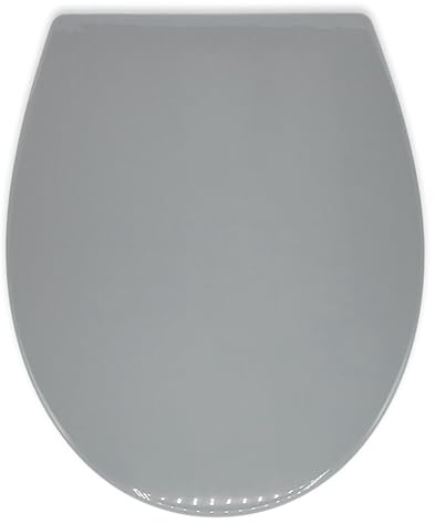 AQUALONA® Premium Thermoplastic Toilet Seat - Soft Close - Hardwearing Seat with One Button Hinge Release - Oval Shaped - Click, Lift & Clean Technology - Top and Bottom Fittings (Grey)