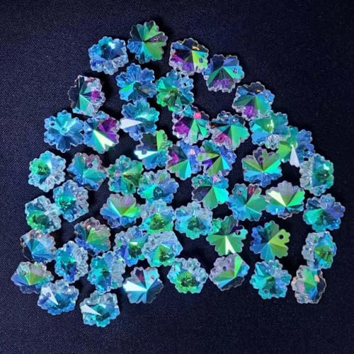 50 Stück 14mm klares Kristallglas Achteckig Perlen für DIY Kristallglas Perlen Vorhang Kronleuchter Fenster Baum Hochzeit Feier Hotel Dekor (Schneeflocke)