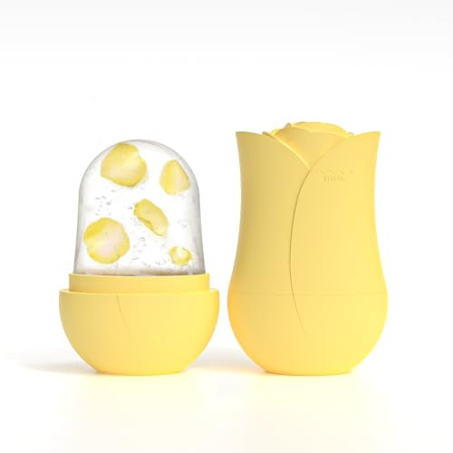 RoseFlower Ice Roller for Face and Eyes, Yellow Rose Ice Mold Ice Facial Roller Massage Beauty Tool, Effective Remove Puffiness, Reduce Pores, Brightening, Firms Skin, Gua Sha