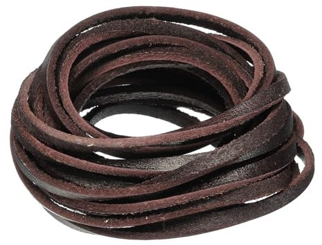 QUARKZMAN 3,3 Meter 4mm Vintage Flaches Lederband, Lederstreifen für DIY-Basteln Kaffee