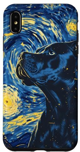 Hülle für iPhone XS Max Pitbulls Deeply Hued Dog Van Gogh Sternennacht