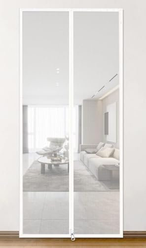 Upgraded Cat Resistant Screen Door Pet Screen Door to Stop Cats Running Out, Easy Install Pet Door Mesh Screen-White 1||85x205cm