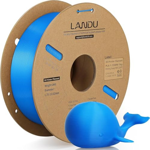 LANDU PLA Filament 1.75mm 1KG 3D Drucker Filament PLA Maßgenauigkeit +/-0.02mm Filament 3D Druckmaterialien Sauber Gewickelt für die meisten FDM 3D Drucker Blau