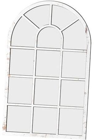 perfk Specchio da Parete con Finestra ad Arco, Arte della Parete, Semplice Specchio ad Arco con Finestra, Specchio Decorativo per l'ingresso della Fattoria, Bianco