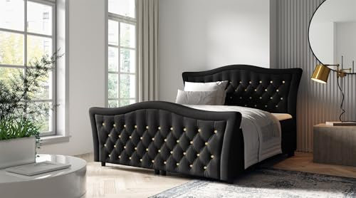 Fun Möbel Boxspringbett Schlafzimmerbett TURHAN (Schwarz, 160x200cm)