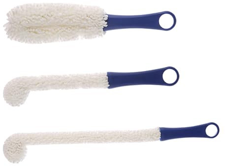 FOLODA Paquete de 3 cepillos flexibles de espuma para botellas de vino para una limpieza suave y profunda de cristalería