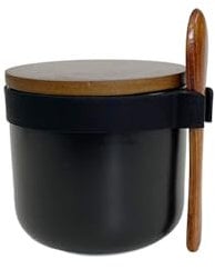 YOUSIS Sugar Bowls with Lids, 250ML Ceramics Storage Jars with Spoon, Sugar Bowl Ceramics Container for Spice, Salt, Sugar, Seeds etc (Single Jar,Black)