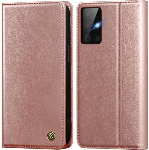 GUCASBE Handyhülle für Samsung Galaxy A51 Hülle Premium PU Lederhülle für Samsung A51 Wallet Flip Case mit Kartenfach Standfunktion RFID Schutzhülle Klapphülle für Galaxy A51, Rosa