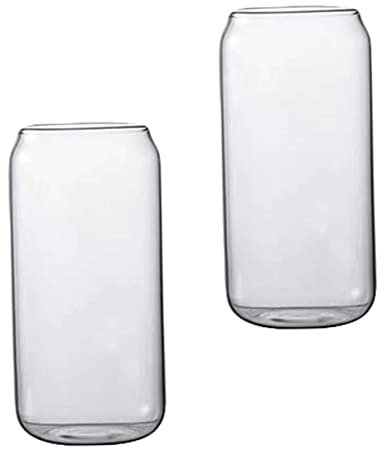 Alipis 2piezas Vasos De Agua Resistentes Al Calor Forma De Lata Vasos De Leche De Vidrio Transparente para Bebidas El Hogar