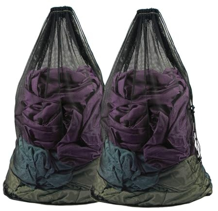 2 Très Grand XXL Sac de Lavage Filets à Linge 70x90CM Filet Linge Machine à Laver,Sacs à Linge avec Fermeture par Cordon pour Chemises,Manteaux,couvertures,Draps,Chaussettes,Peluches(Noir)