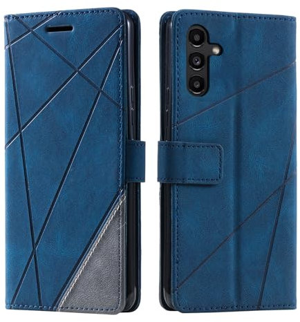 Huzhide for Samsung Galaxy A16 5G / A16 4G Case, Shockproof Premium Leather Stand Wallet Phone Case Flip Folio TPU Bumper Magnetic Protective Cover for Samsung A16 with Card Holder Photo Slots, Blue