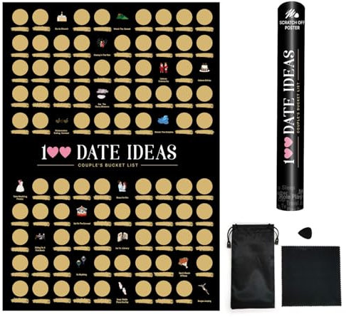 100 Date Off Off Off -Poster Fun Date Night Ideas 23.4x16.5in Kratzerplakat Paare, schwarz