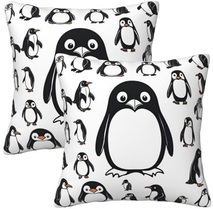 BREAUX Couch-Überwurfkissen mit niedlichem Pinguin-Druck, weiches Polyester, zweiseitiger Volldruck, für jeden Raum