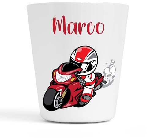 Gobelet en Plastique pour Enfants | Gobelet Personnalisé avec Nom |Verre Plastique Incassable Personnalisé (Motif Moto Marco)