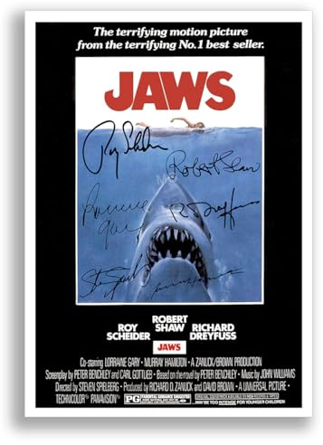 Mounted Gifts Jaws Cast Signed A4 Poster Photo Print Framed Autograph Gift Movie Film (Jaws A3 Poster Only)