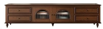 IMEITE Unterhaltungszentrum 200CM Unterhaltungszentrum mit Nuss-Optik aus Massivholz, Retro-Wohnzimmer-Lagermöbel, Geeignet für Haushalte und Hotels TV-Ständer Für Das Wohnzimmer